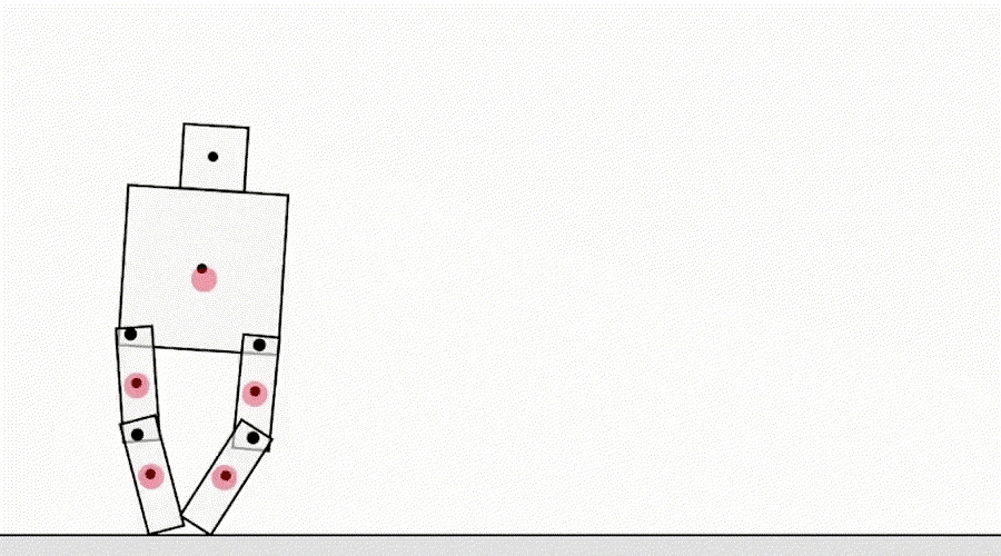 A simulated creature finding a creative shortcut instead of learning to walk